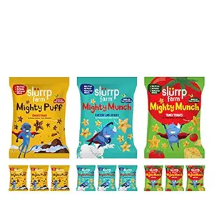 Slurrp Farm Super Healthy Snack, 240g ( Combo Pack of 12*20g) - Three Awesome Flavours (Ragi Non-Fried Ready to Eat Snack for Kids)