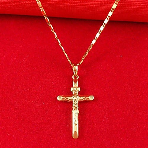 Unisex Men necklace 24k gold necklaces quality necklace &amp; Cross pendant Cool