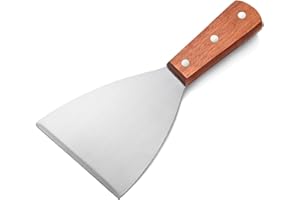 New Star Foodservice 38309 Wood Handle Slant Edge Grill Scrapers, 4 by 8.5-Inch
