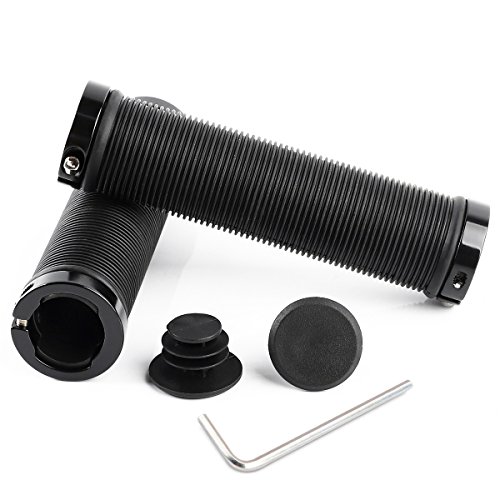 Keywell - Puños para Manillar de Bicicleta, Antideslizantes, con Doble Bloqueo de Aluminio, empuñaduras de Goma Suave para Bicicleta de Montaña, Carretera, Niños, MTB, BMX, Urbana, Plegables, Negro