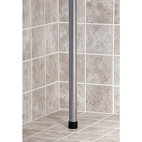 InterDesign York Teleskop Duschregal | mit Handtuchhalter und Haken | hochwertige Duschablage ohne Bohren | vierfacher Duschkorb für mehr Stauraum | Metall silber lackiert - 6