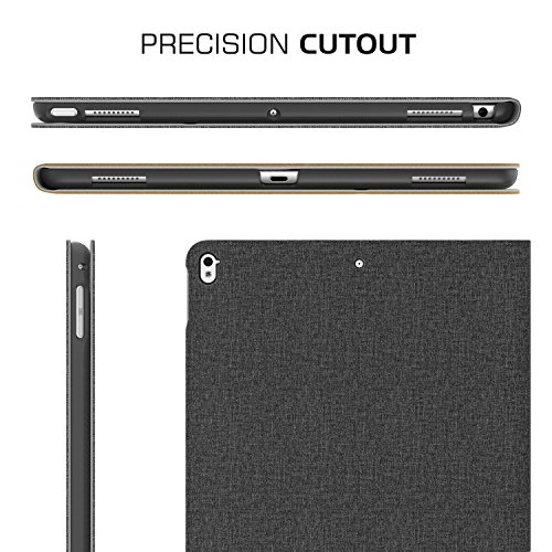 MoKo Hülle für Neu iPad Pro 12.9 2017 – Stoßfest Ledertasche Schutzhülle mit Auto Sleep/Wake up Funktion, Standfunktion und PC Bumper für Apple New iPad Pro 12.9 Zoll 2017 & 2015 Tablet, Dunkel Grau/Hellblau - 7