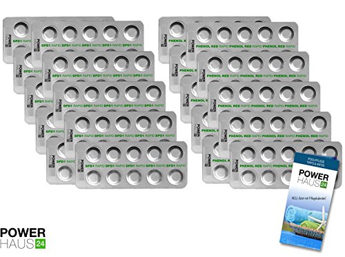 POWERHAUS24 - 200 Rapid Testtabletten 100 x pH-Wert Phenol Red und 100 x DPD1 Chlor - POWERHAUS24 Pflegefibel!