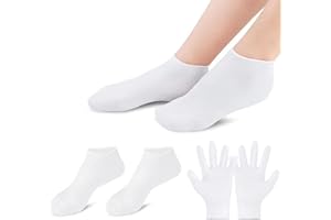 BeauFairy Chaussettes Hydratantes, Chaussettes Gel de Silicone et Gants Hydratants, Chaussettes de Pédicure Spa, Douces pour Soin des Pieds, Antidérapantes pour Réparer les Pieds Secs, Blanc