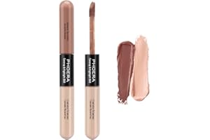 ANGLICOLOR PHOERA Concealer,Anticerne2 en 1 à double usage,Anti cerne&Contouring maquillage,Concealer longue durée,Maquillage professionnel pour le visage(101#Tauoe/Lvory)
