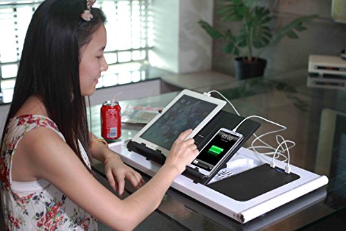 1PLUS mobiler faltbarer Laptopständer Tabletständer E-Book Reader Ständer mit 10.000 mAh Akku Power Bank, LED Leselampe, 2 USB und 1 Mini USB Anschlüssen - 6
