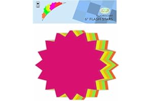 JMS WE CREATE SMILE (𝟐𝟎 𝐏𝐜𝐬) Fluorescent Flash Stars Bright Neon Colours Star Cards Kraft Flash Stars 230 GSM Shop Retail Display Tags Sales Paper (Neon, 6" (Round))