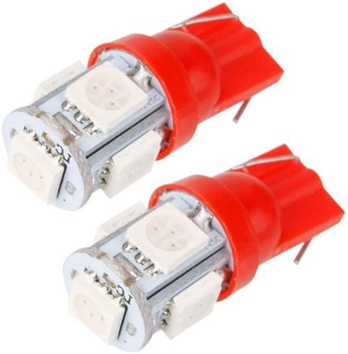2pcs T10 5050 194 168 W5W 5 SMD LED Car Wedge Tail Side Light Lamp Bulb Red 12V