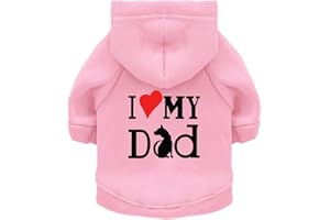 Izefia Sweat à Capuche pour Chien Vêtements pour Chien J'aime Mon Père Cardigan Hiver Sweatshirt Chaud Coton Chien à Capuche pour Petit Chien Chat