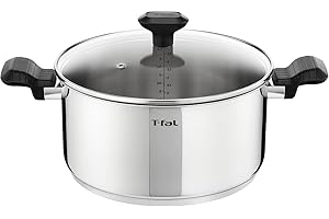Tefal Comfort Max 24cm Stainless Steel Stewpot, Durable Casserole Dish with Glass Lid, Induction Compatible, Ergonomic Stay-Cool Handles, C9734604