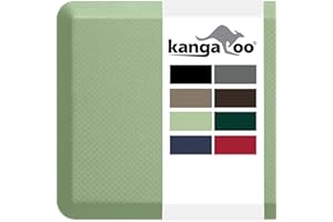 KANGAROO Thick Ergonomic Anti Fatigue Mats for Kitchen Floor, 48x20, Cushioned Standing Office Desk Mat, Waterproof Scratch Resistant Topside, Supportive All Day Comfort Padded Foam Rugs, Sage Green