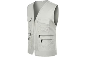 GEFOMUOFE Chaleco de trabajo para hombre, sin mangas, multibolsillo, chaleco de trabajo, de algodón, chaleco militar, camping, caza, secado rápido, multifunción, senderismo, camping, safari, trekking, con