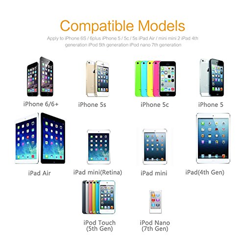 [Apple MFi Zertifiziert] Kinps 10ft / 3m extralanges 8-poliges USB-Kabel mit Lightning Stecker für Apple iPhone 5 / 5s / 5c / 6/6 Plus, iPod 7, iPad Mini / Mini 2 / Mini 3, iPad Air / iPad Air 2（Weiß） - 8