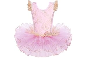 HUAANIUE Filles Enfants Robe Tutu sans Manches Enfants Filles Ballet Sweat-Shirt avec Jupe Tulle 3-7 Ans