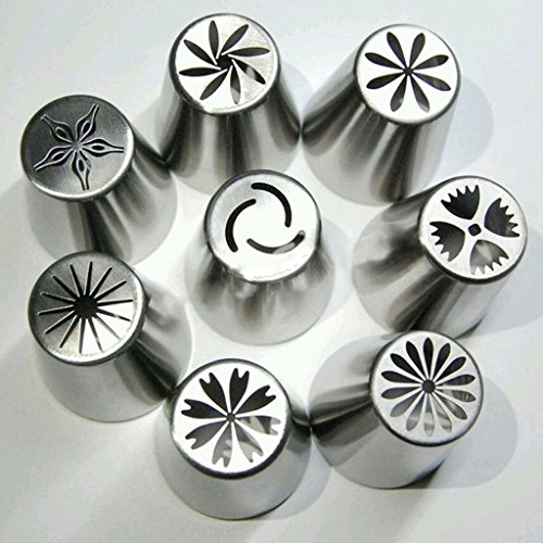 Satz Von 8pcs Russische Tulpe Vereisung Rohrdüsen Kuchendekoration Spritzdüse Spritztülle Spitzen DIY Werkzeug - 5