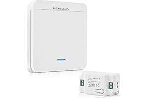 HEXSOLID Funkschalter Licht 230V 10A mit Funk Lichtschalter mit Empfänger Kontrolle bis zu 200 m Fernbedienung Funkschalter Set Keine Verkabelung Erforderlich Geeignet für 200-2000W Lampen