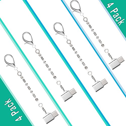 MoKo USB-C auf Micro USB Adapter, [4 Pack] verwandelt USB Type-C Input in Micro-USB, 56k Widerstand, Verwendet OTG Technologie mit Schlüsselanhänger für 2016 New MacBook Pro, Google Pixel XL und weitere, Silber - 7