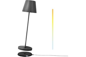‎GGII GGII Led Tischleuchte Kabellos, Led Akku Tischlampe aus Aluminium, Tragbar USB Aufladbar Nachttischlampe mit Touch-Dimmer 2700K - 6000K, Dimmbare Kabellose Lampe im Innen-/Außenbereich. (Schwarz)