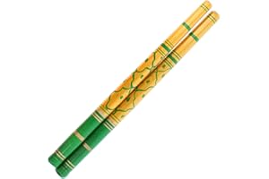 INDIABAZAAR Dandiya Sticks Wooden Stick Multicolour Sankheda Golden Traditional Dandiya Dance Sticks for Navratri Raas Garba Festival Indian Special Navaratri Occasion Celebration (Green)
