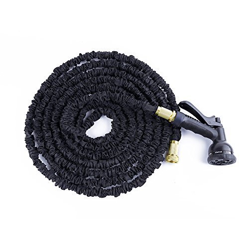 Flexischlauch Flexible Garden Hose, elecfan® 100 Feet erweiterbar flexible Garten Schlauchleitung mit massivem Messing Schlaucharmaturen & Spritzpistole für Pflanzen Bewässerung und Autowäsche (100 FT, Schwarz)