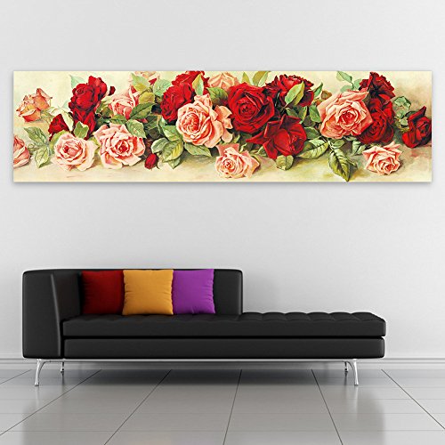 Demiawaking 5D Diamond DIY Rose Stickerei Malerei Kreuzstich für Wohnzimmer, Schlafzimmer, Arbeitszimmer usw. Haus Dekor Leinwand Groesse: 90*30cm/35.1*11.7inch - 4