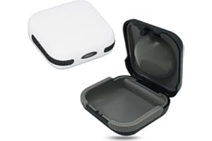 SQHY 2 Pack Hearing Aid Cases (One Black and one White), Waterproof Hearing Aid Protection Storage Box, Built in High Elastic Silicone Air Cushion Ball to Prevent The Hearing Aid from Broken