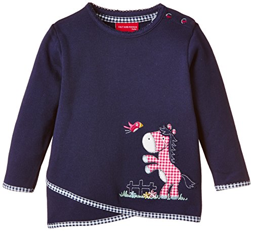 SALT AND PEPPER Baby Girls B Sweat my Pony uni Plain Crew Neck Long Sleeve Sweatshirt, Blue (navy Blue 450), 3-6 Months (Manufacturer size: 68)