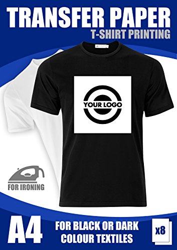 T-Shirt Folie Transferpapier für farbige und dunkele Textilien A4 8 Blatt 175g/m2 InkJet