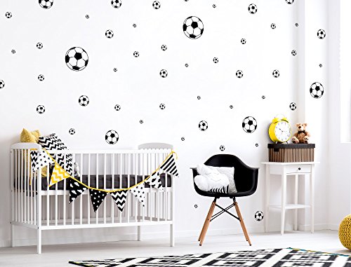 I-love-Wandtattoo WAS-10132 Kinderzimmer Wandsticker Set "Fußbälle" 50 Stück zum Kleben Wandtattoo Wandaufkleber Sticker Wanddeko