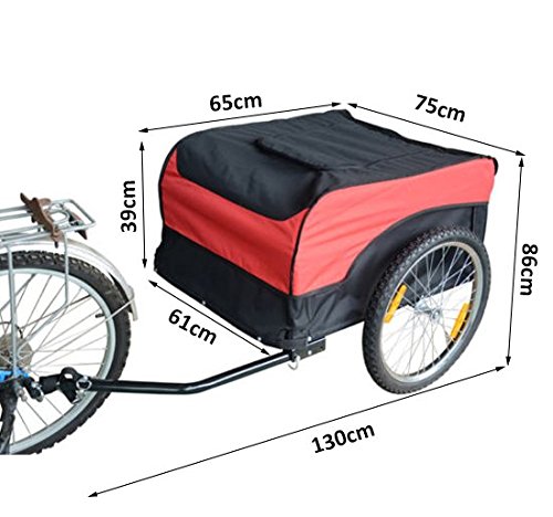 Homcom® Transportanhänger Lastenanhänger Fahrrad Anhänge Lasten-Fahrradanhänger CargoTrailer - 4