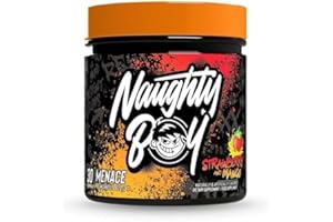 Naughty Boy Menace Pre-Workout Powder Containing Citrulline, Beta Alanine & High Caffeine, Energy & Focus for Men & Women - 420g/30 Servings (Strawberry Mango)