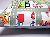 TryPinky® Kissenhülle Kissenbezug „Auto Spielteppich Grau“ 40 X 40 cm Kinder Kissen für Kinderkissen 100 % Baumwolle BW Spielkissen Kinderzierkissen Kuschelkissen Grün - 2