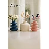 3'l&uuml; Mini Vazo Seti &ndash; Pampas &amp; Kuru &Ccedil;i&ccedil;ek i&ccedil;in İskandinav Pastel Taş Vazolar, Raf &amp; Masa &Uuml;st&uuml; Minimal Dekor, Mavi Krem Pembe 