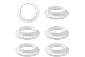 VILHTL 6 Piece Lampshade Reducer Ring E14 Screw Collar Ring 28MM, Lampshade Fittings E14 for Table Lamp, Ceiling Lights, Plastic Screw Bulbs Lamp Holder Twist Lock Socket Replacement Ring（White）