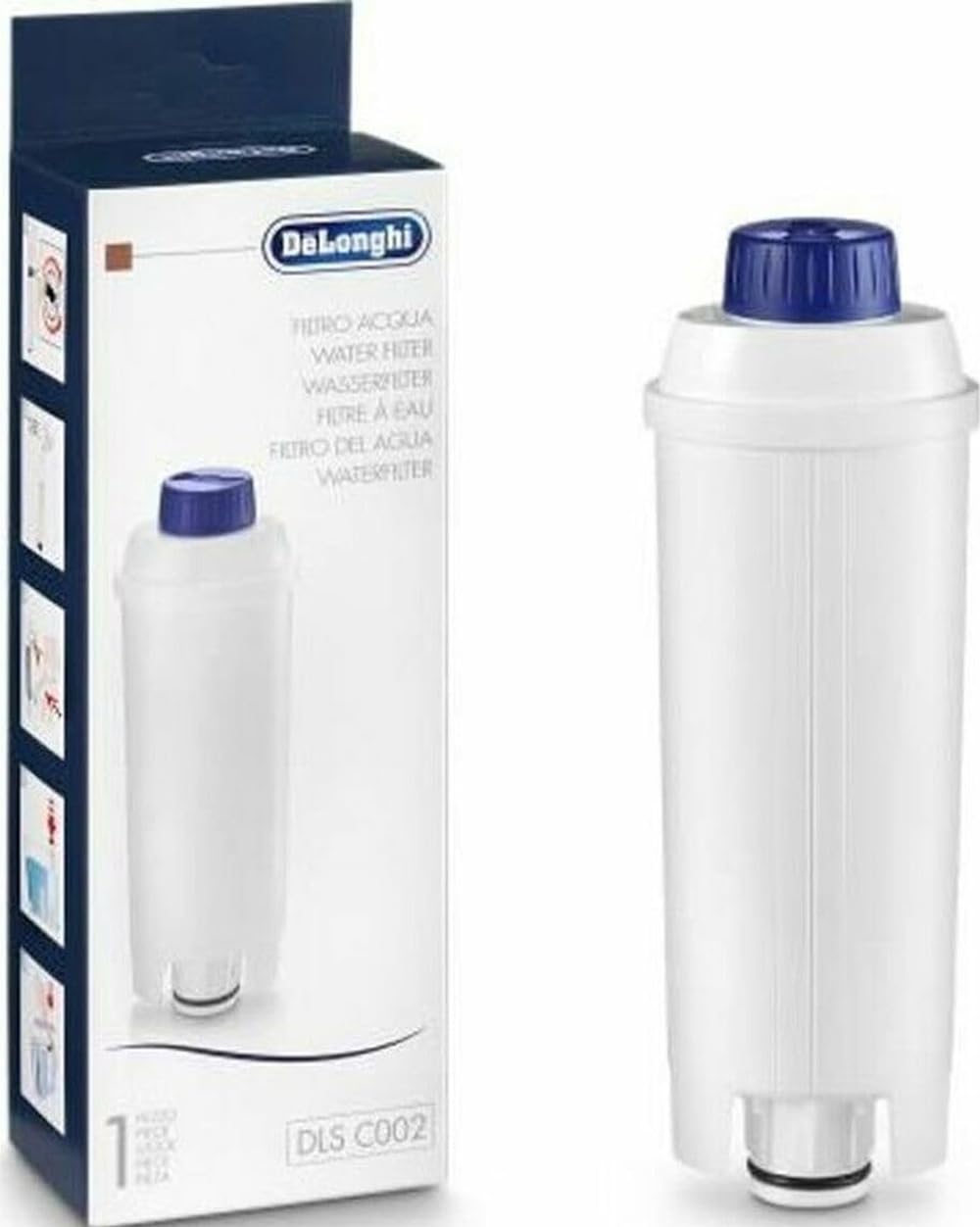 De'Longhi DLSC002 Filtro Addolcitore per Acqua Macchina Caffè Automatiche, Ricambio Filtro Macchina Caffè della Serie Ecam, Utile e facile da installare nel serbatoio dell'acqua, MADE IN ITALY | Filtro Addolcitore Acqua, Compatibile con Macchine da Caffè Automatiche ECAM, Facile da Installare, Made in Italy, DLSC002