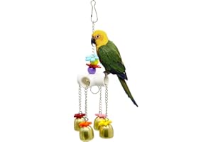 MIANZIPUL Bird Chewing Toys, Parrot Hanging Bell Toy Colorful Climbing Ringing Bells Toys Parrot Cage Bite Toys for Parakeet Cockatiel Conure Cockatoo Macaw African Greys
