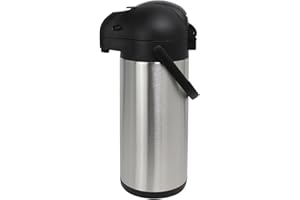 ‎METRO PROFESSIONAL METRO Professional Airpot Pumpkanne, 1.9L / 3L / 5L, Edelstahl, Isolierkanne mit Zapfhahn, hält 12h heiß & 24h kalt, schwenkbarer Griff, Abnehmbarer Deckel, Silber