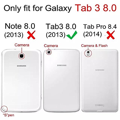 Samsung Galaxy Tab 3 8.0 Case – Hellblau PU Leder Schutz Hülle 360° drehbar Case für Samsung Galaxy Tab 3 8.0 Zoll SM-T310 Lederhülle Tasche Flip Cover Etui Grün Schutzhülle mit Schwenkbar flexiblem Ständer + Displayschutzfolien und Stylus - 3