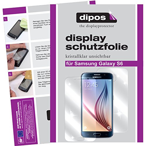 dipos Samsung Galaxy S6 Schutzfolie (6 Stück – je 3 für die Vorder- und Rückseite) – kristallklare Premium Folie Crystalclear - 2