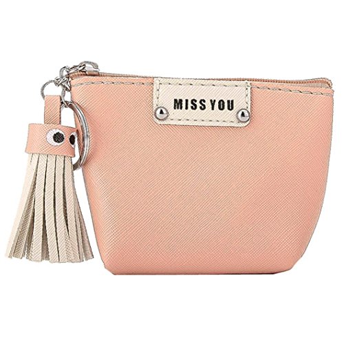 Preisvergleich Produktbild Longra Reißverschluss Damen Kurz Geldbörse PU Leder Geldbeutel Frauen Mädchen Klein Portemonnaie Handtaschen Portmonee um Münze Brieftasche (Beige)