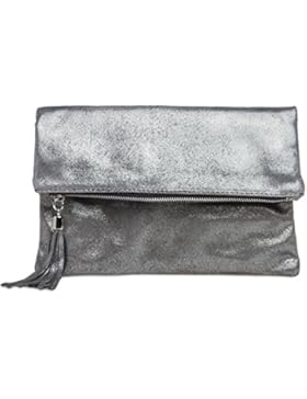 CASPAR TL718 Damen Leder Clutch mit Glitzer Effekt