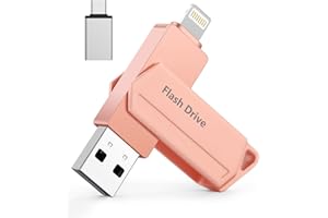 SNAKWIP Chiavetta USB per iPhone 256GB MFi Certified 3 in 1 Penna USB 3.0 Lightning chiavette USB c Photostick Pen Drive Pennetta per iPhone/iPad/iOS/Android/Mac/PC - Memoria Esterna(Rosa)