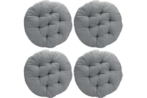 Tutamaz Juego de 4 cojines redondos para silla, cómodos cojines de 40 x 40 x 3 cm, cojín de suelo redondo, para interior y exterior, para comedor, salón, estudio (gris oscuro)