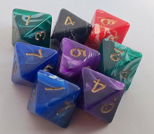 8 Sided Dice Marble x8 D8 Random Colours