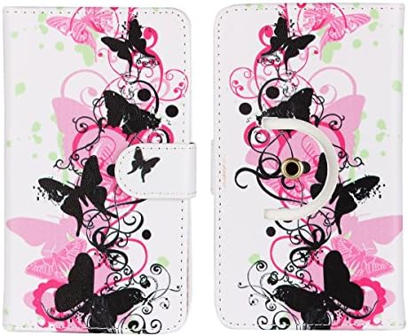 Synthetic Leather Smartphone Book Cover Wallet Case With Card Holder For Alcatel 2008G - Butterfly Pink 1