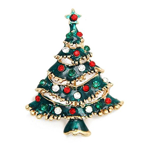 Brooches & Pins, Transer® 1pc Decoration Pin Gem a Stunning Bright Red Crystal Poppy Brooch with Elements for Christmas Gifts (Green)