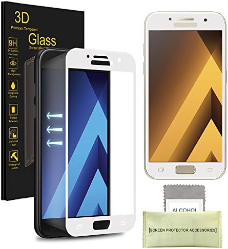 Samsung Galaxy A5 (2017) Screen Protector, AKPATI 3D Round Edge Tempered Shatterproof Glass Screen Protector Anti-Scratch Anti-Fingerprint Screen Protective Film - White