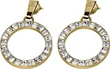 Jacques Lemans Ohrstecker besetzt mit funkelnde Swarovski Kristallen massiv Edelstahl IP-Gold S-O46K