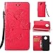 Produktbild Moto G6 Plus Hülle, Anlike Schutzhülle Motorola Moto G5s Plus / Moto G6 Plus (5.5 Zoll) Wallet Tasche [Butterfly geprägte Serie] Handyhülle für Rose rot