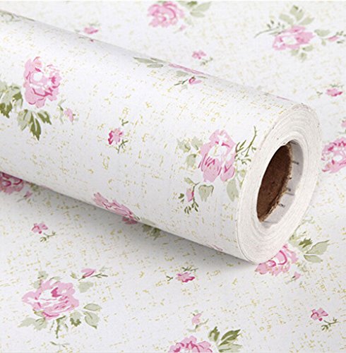 DODOING 45x100cm PVC & Peitsche Rose Blume Muster Wand Aufkleber An Papier Selbstklebende Abnehmbaren Tapete